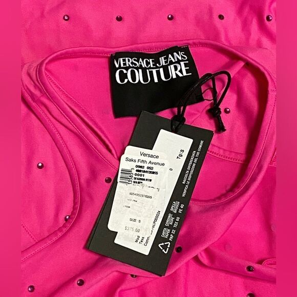 Versace Jeans Couture Crystal-Embellished Logo Minidress size S - Picture 12 of 15